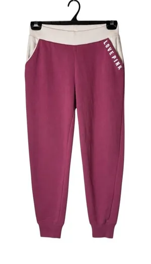 Pink Victoria's Secret Joggers Women XS Pink Logo Sweatpants Athleisure Lounge thumbnail 1