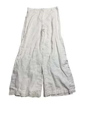 🤍 Boston Proper Size 6 White Linen Wide Leg Pants Resort Coastal Style 🤍 thumbnail 2