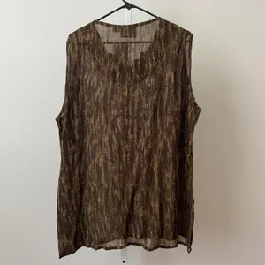 Mamta Rayon Boho Lagenlook Earth Colors Relaxed Sheer Tank Top Plus Size Brown thumbnail 7