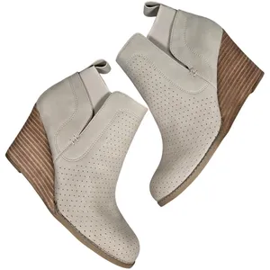 DV by Dolce Vita Gerdy Beige‎ Perforated Wedge Booties Womens 9 Vegan Leather thumbnail 1