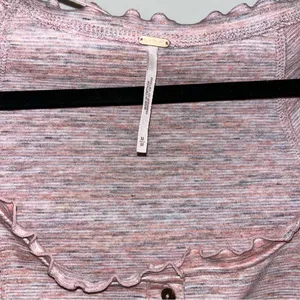 NWT Free People Pink Long Sleeve Henley thumbnail 10