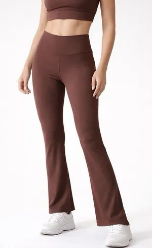 Wilo Size S Stretch Flare Leg Leggings Brown Casual Pull On Pants thumbnail 1