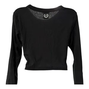 PINK Victoria's Secret Crop Top Women Large Black Excellent Ribbed‎ Long Sleeve thumbnail 5