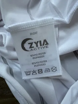 ZYIA Active White Racerback Tank Top with Thin Sheer Mesh Stripes thumbnail 4