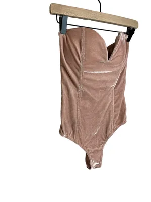 Lulu’s Luxurious Life Blush Pink Velvet Strapless Bodysuit thumbnail 4