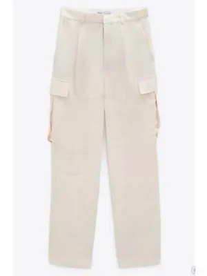 Zara Wide Leg Cargo Pants Small‎ Street Wear Baggy Chic Business Casual Utility thumbnail 2