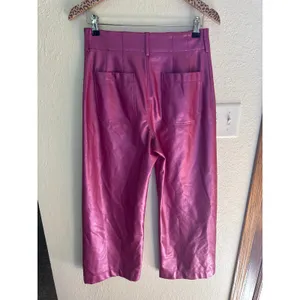 MAEVE The Colette Cropped Wide Leg Vegan Leather Pants in Rose Size 29 thumbnail 6
