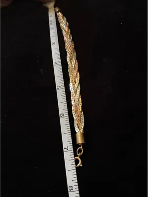 Mixed Metal Gold, Rose & Silver Tone Twisted Woven Mesh Statement Bracelet 7.5" thumbnail 5