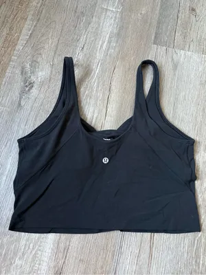 Lululemon Workout Tank Top Crop Tank Top Built in Bra Black Size 12 thumbnail 3