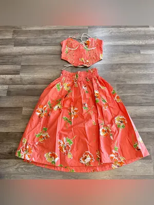 Free People Luca Printed Bustier Corset Top & Midi Skirt Vintage Set M thumbnail 3