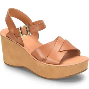 Kork Ease Ava Wedge Sandals Platform Ankle Natural Vachetta Leather Tan 9 thumbnail 1