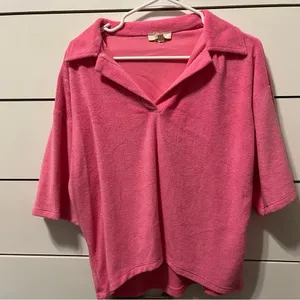 Elan Tabitha Pink Terry Cloth Top thumbnail 2