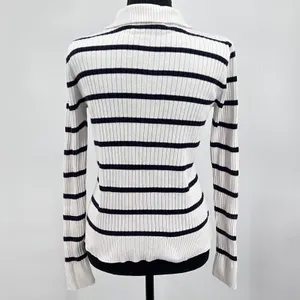 Ralph Lauren LRL Top Womens M 100%‎ Cotton Coastal Prep Stripe Shirt Black White thumbnail 7