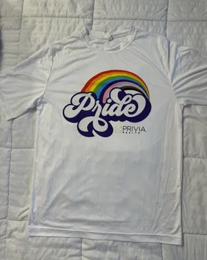 Pride T-Shirt LGBTQ Women's Small White Rainbow Athletic thumbnail 1