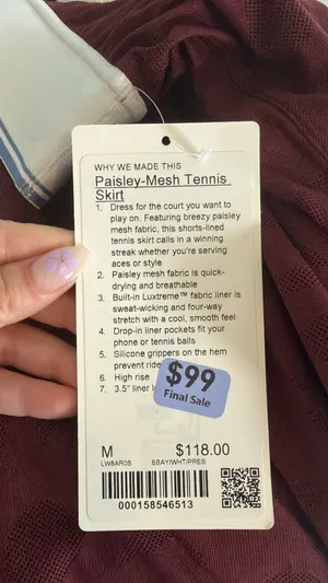 Lululemon Medium Paisley-Mesh 3.5” Tennis Skirt thumbnail 7
