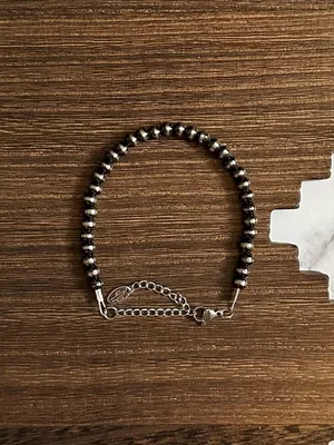 Handmade 5mm Brushed Steel Western Pearl Bracelet thumbnail 2