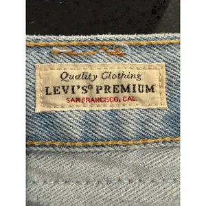 Levis Premium Womens Light Wash Denim Mini Skirt High Rise Raw Hem‎ Size 24 thumbnail 6