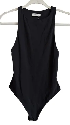 Aritzia‎ Babaton Women's Small Bodysuit Black Stretch Comfort Thong Halter Side thumbnail 1