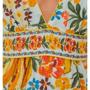 Farm Rio Blue Spring Bananas Midi Dress Size Large Tropical Vacation Casual thumbnail 12