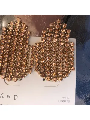 A New Day NWT Rhinestone Dark Gold Multi Strand Chandelier Earrings thumbnail 2