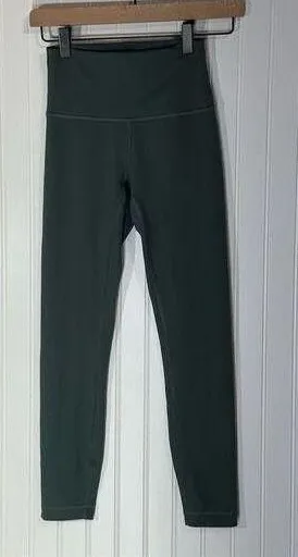 Lululemon Wunder Train Leggings Size 4 Green High Rise Everlux Stretch Yoga thumbnail 1