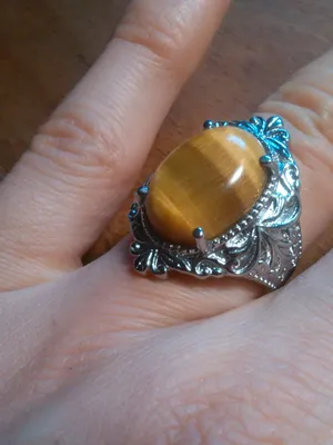 Tiger's Eye Stainless Steel Ring (Size 6) thumbnail 11