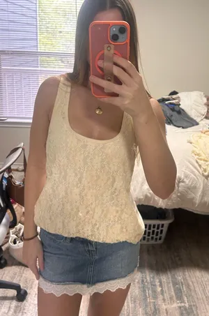Vintage Sequin Tank Top Yellow Size L thumbnail 1