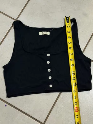 Madewell Women Minimalist Neutral Black Ribbed Button-Front Crop Tank Top size M thumbnail 6