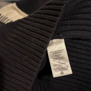 Cotton Wool Knit Fair Isle Navy Blue and Brown Turtleneck Sweater Ski Small thumbnail 5