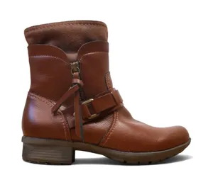 Clarks Brown Vegan Leather Riding Ankle Boot Riddle Avant Everyday Moto Sz 8 thumbnail 1