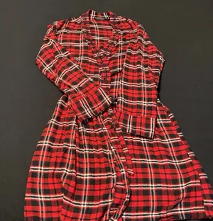 Lauren Ralph Lauren Womens Small Red Plaid Cozy Belted Pockets Robe Logo thumbnail 1