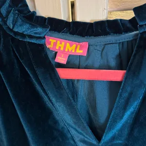THML Teal Velvet V-Neck Dress thumbnail 2