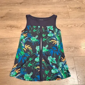 Columbia Tropical Floral Tank Top Dress‎ Blue Green Zip Front Athletic XSmall XS thumbnail 2