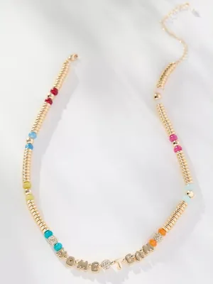 By Anthropologie Beaded‎ Bubble-Letter Necklace - Home Team - NWT thumbnail 1