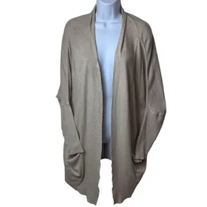 Pact‎ 100% Organic Cotton Airplane Long Cardigan Neutral Loungewear Travel S/M thumbnail 2