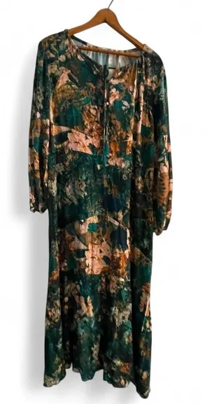 Soft Surroundings Women's L Leaf Boho Ren Faire Festival Flowy Fairy Maxi Dress thumbnail 1