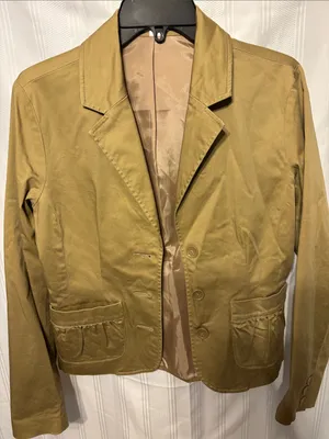 Old Navy Mustard Tan Cotton Blazer Jacket thumbnail 1