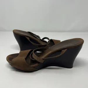 UGG Strappy Brown Leather Women's Wedge Sandals Size 9 Open Toe Ankle Strap thumbnail 8