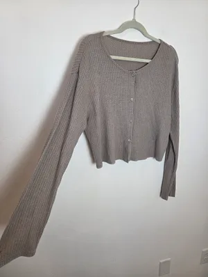 Dazy Thermal Waffle Knit Top Taupe Neutral Long Sleeve Comfy Cozy Loungewear XL thumbnail 10