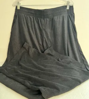 H & M Ladies Black Terry Cloth Style Wide Leg Pants thumbnail 1