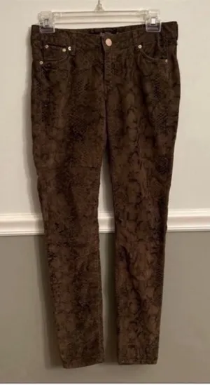 Women’s Zara Brown Black Animal Snake Print Corduroy Pants Jeans Size 2 thumbnail 1