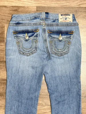 Vintage True Religion Low Rise Straight Leg Denim Jeans Womens Size 27 thumbnail 6