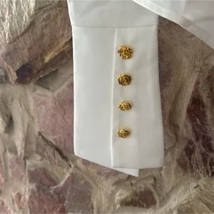 Commense Metal Button Cutout Polo Shirt size medium White thumbnail 4