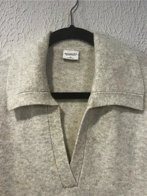Abercrombie & Fitch Cream Collared Log Sleeve Midi Sweater Dress size X Small thumbnail 5