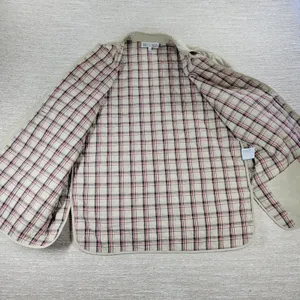 Julia Klein Quilted Jacket Large Beige Plaid Lined Preppy Equestrian Barn Coat thumbnail 9