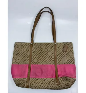 COACH Large Tan Brown Pink Tote Bag Msrp $350 thumbnail 3