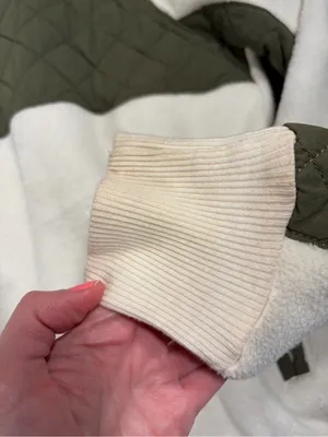 Abercrombie & fitch Olive & Cream Quilted Pullover Sweater fleece small thumbnail 5