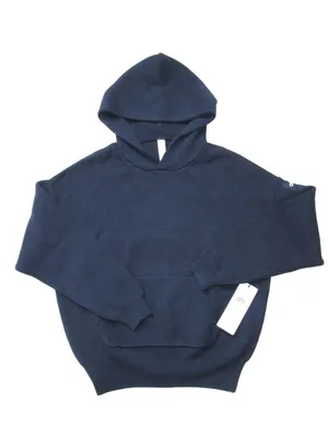 NWT Alo Unisex Scholar Hooded Sweater in Navy Blue Heavyweight Oversized Knit XS thumbnail 2