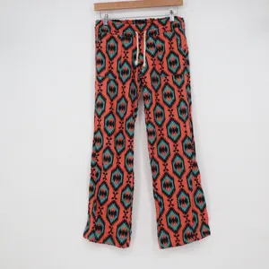Orange Southwestern Diamond Print Lounge Pants Elastic Drawstring Waist O/S thumbnail 2