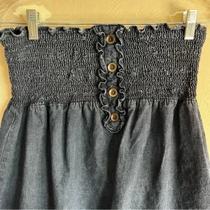 Vintage Mossimo Smocked Strapless Chambray Dress‎ thumbnail 3